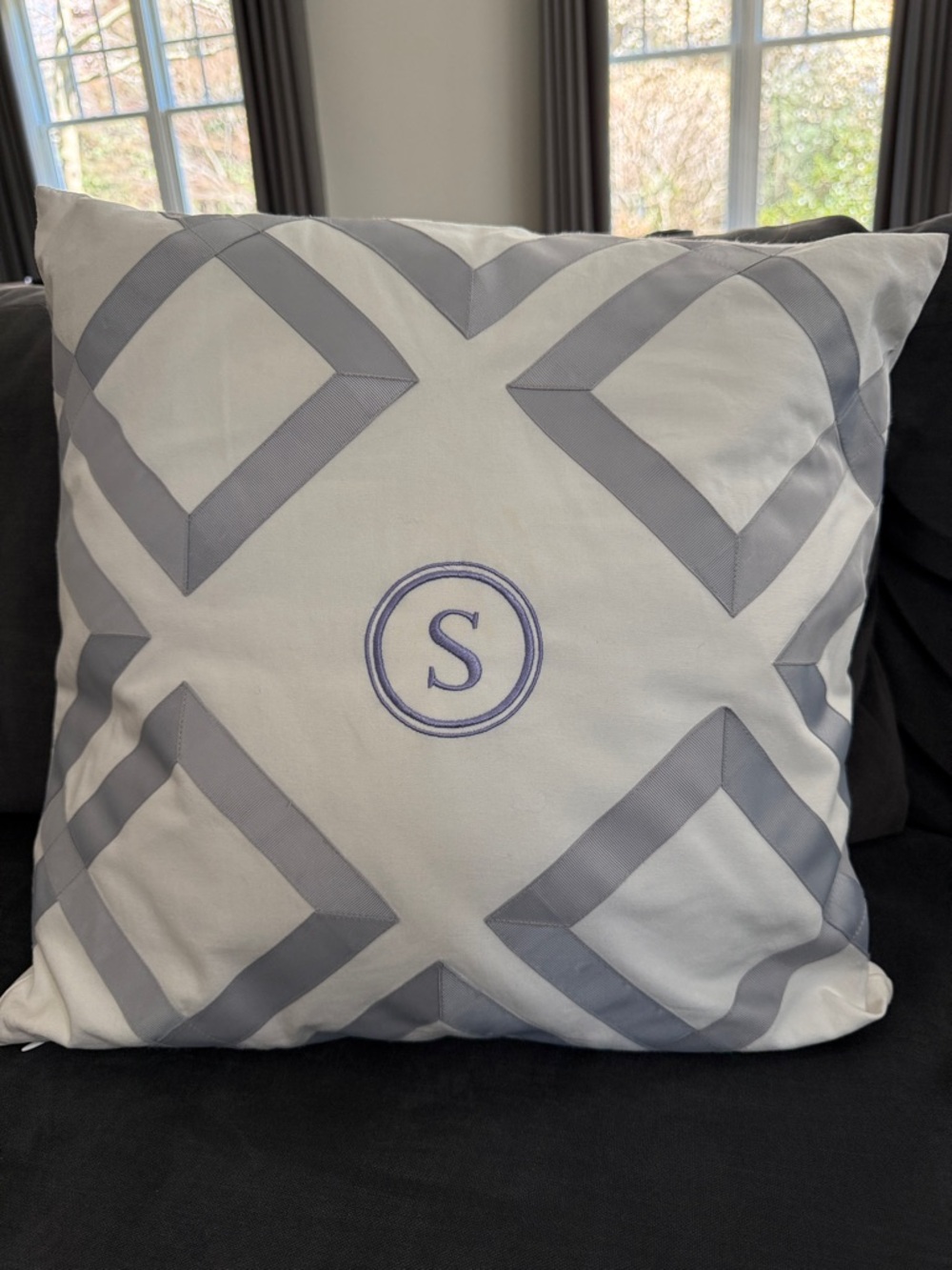 Pottery Barn Teen gray and White with Decorative Pillow Cover with PB Teen Tag